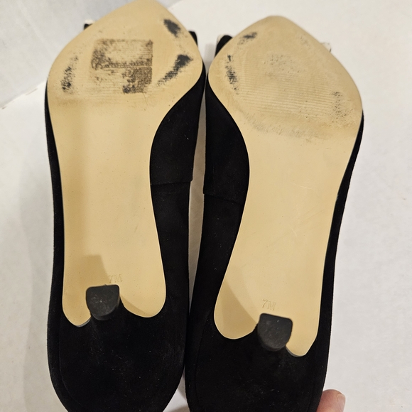 NWOT Talbots Suede Black Kitten Heels Calf Hair Animal Print Bow, 7 - Picture 11 of 11